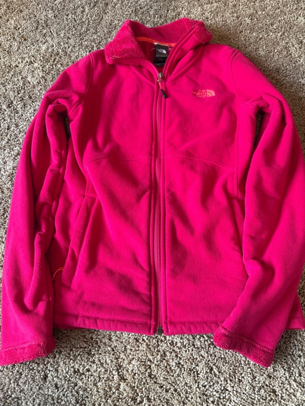The north face pink zip up jacket